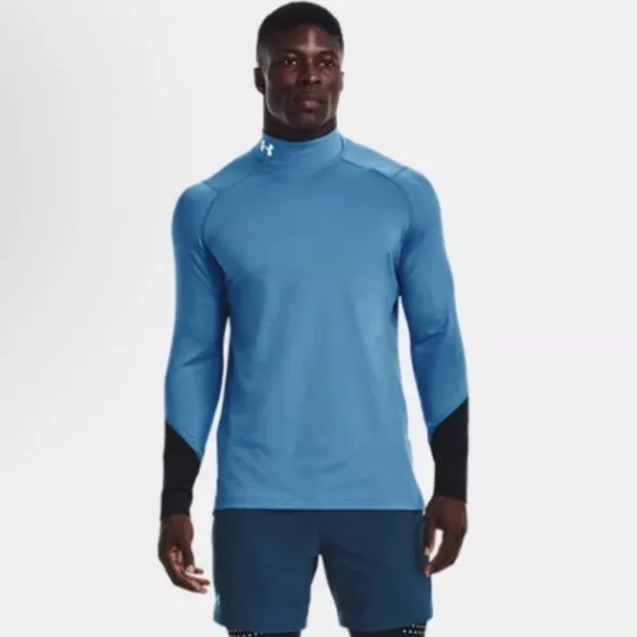Under Armour Cold Gear Mock Neck Shirt Size Small Turquoise Teal Blue Fitted NWT - Picture 12 of 14